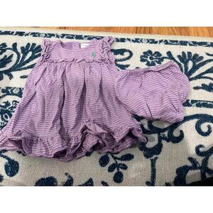 Ralph lauren girls purple striped 2 piece ruffle dress with bloomers size 3 mos
